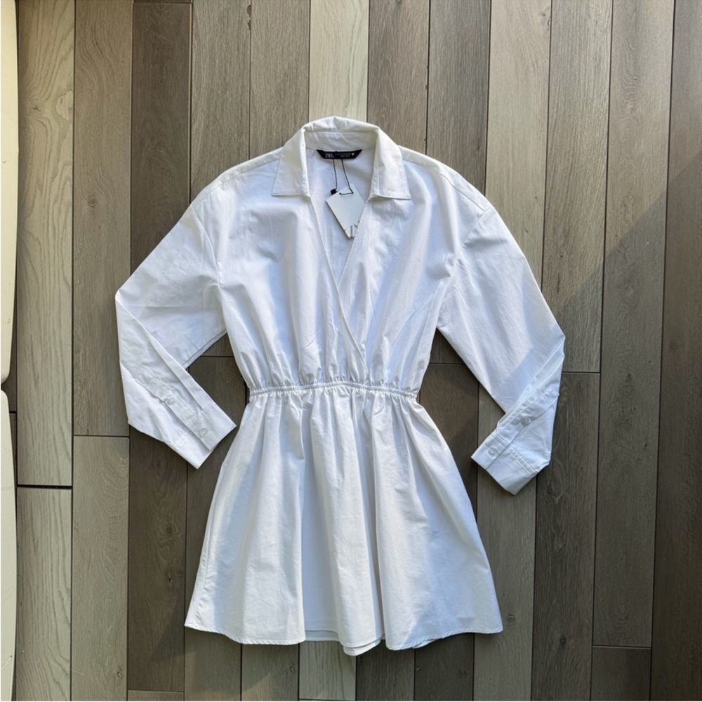 White Zara Cotton Poplin Dress NWT